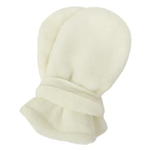 Cozy fleece baby mittens with hanging strap, warm winter outdoor gloves for kids detail.