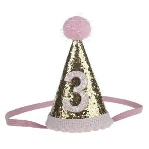 Cappello Compleanno Bambina Glitter Cono Cerchietto Carino Principessa Accessori Capelli Perfetto