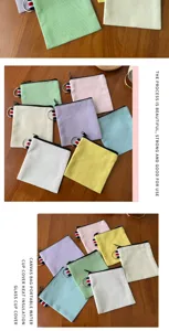 Canvas coin purse portable zipper storage bag minimalist solid color square travel bag
