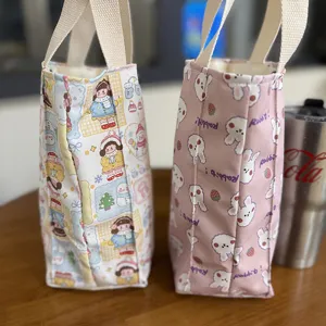 Verdstaerkte wasserdichte Segeltuch-Handtasche, niedliche Cartoon-Einkaufstasche fuer Becher.