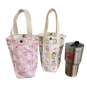 Leinen Tragetasche süße Cartoon Tasse Tasche dicke Aufbewahrung Handtasche tragbare Tasche