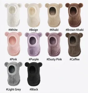 Baby Winter Warmer Bärenohr Mütze Schal All-in-One Kinder süße Fleece winddichte Pullover