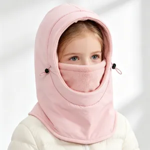 Kinderen winter fleece balaclava winddicht warme capuchon sjaal roze gezichtsmasker