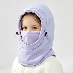 Kinderen winter fleece bivakmuts winddichte skimuts warme gezichtsmasker paars