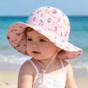 Baby sun hat infant toddler floral fisherman hat beach summer anti-uv sun protection cap