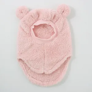 Süße rosa Plüsch Baby Sturmhaube mit Bärenohren, warme Winter Windschutz Mütze für Kinder.