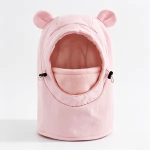 Children winter warm fleece lined balaclava cute ear hat windproof outdoor detail