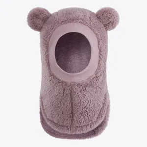 Süße Bärenohren Plüsch Kinder Wintermütze Kapuze Detail, kuschelige warme Sturmhaube