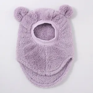 Süße Kleinkind Fleece Bärenohren Sturmhaube Winter warme winddichte Mütze Schal Set.