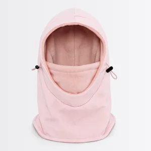 Roze gevoerde winter bivakmuts capuchon, thermische winddichte fiets gezichtsmasker.