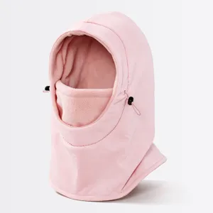Roze winter winddichte fiets bivakmuts fleece gevoerde warme skitrekking muts outdoor