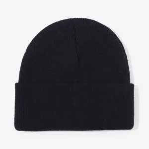 Classic black knitted beanie hat for winter outdoor warmth, comfortable and stylish daily wear.