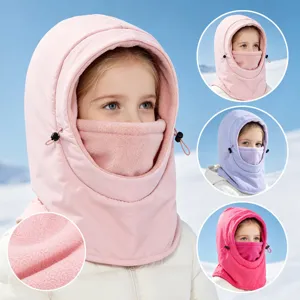 Kinderen winter fleece winddichte bivakmuts warme hoed sjaal combo voor buiten skiën fietsen