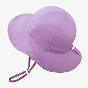 Kids adjustable bucket hat solid color sun protection outdoor travel beach cap for boys and girls