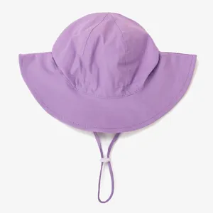 Kids purple sun hat with adjustable chin strap, perfect for outdoor activities and daily wear.