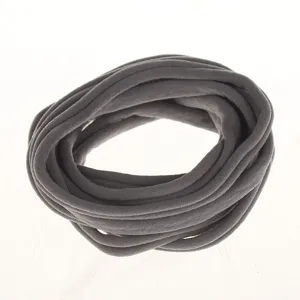Grey elastic nylon hair band detail, soft stretch headband material for DIY crafts and baby hair accessories.