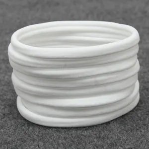 Detail view of soft white nylon elastic hair bands for baby headbands and DIY kids hair accessories.