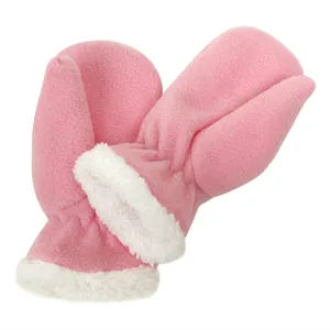 Kinderen Winter Warme Polar Fleece Wanten Effen Kleur Nepbont Trim Gevoerde Kinderhandschoenen Voor Jongens Meisjes Skiën Outdoor