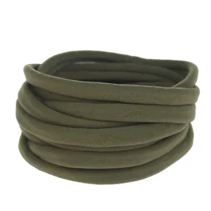 Olive green elastic nylon headband strips for kids hair accessories DIY crafting details.