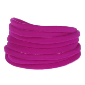 Detailed view of elastic nylon hair bands stack, soft stretchy baby headband DIY accessory