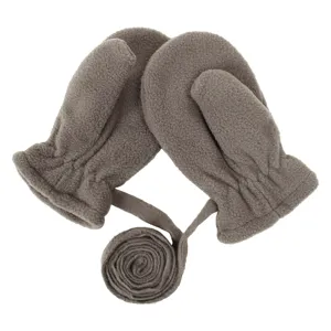 Kids fleece mittens winter warm hanging neck baby gloves toddler gloves gray color