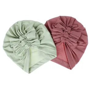 Infant baby soft knit bow turban hat cute toddler headwrap hat solid color baby beanies