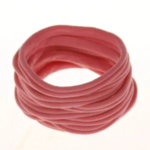 Pink elastic hair ties for daily hair styling, soft nylon hair bands for kids and women.
