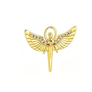 Colgante espada alada oro micro pavé circonita ángel accesorio joyería bricolaje abalorio