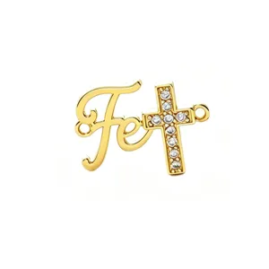 Gold-plated Fe letter cross zircon DIY pendant for bracelet necklace jewelry making accessories.