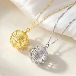 Gold and silver hollow globe pendant necklace, fashion layered clavicle chain for daily wear.