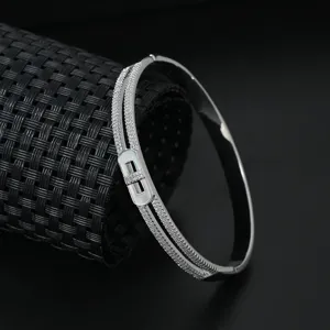 Elegant rhinestone pave shell double row metal bracelet for women fashion trendy jewelry