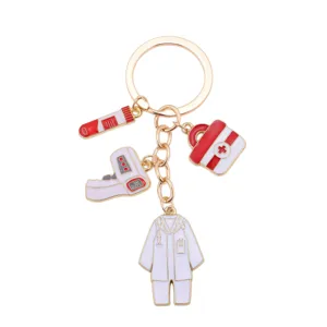 Medical theme alloy keychain nurse doctor day enamel charm keyring cute fashion accessory wholesale