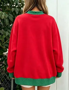Sudadera holgada de mujer con mangas largas y lunares estilo navideño jersey casual