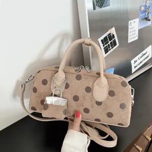 Korean style vintage polka dot handbag versatile shoulder messenger bag for women