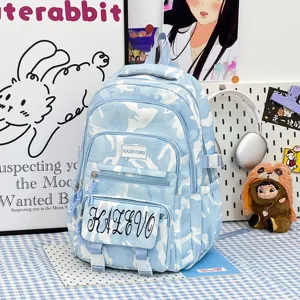 Blue camo backpack large capacity student school bag sweet college style casual travel bag