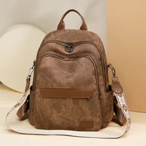 Zaino marrone da donna in stile coreano, alla moda e ideale per il viaggio e lo studio quotidiano.