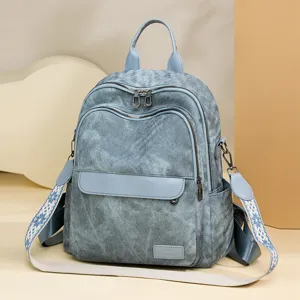 Zaino da donna stile coreano moda viaggio quotidiano con zip multiple e spallacci larghi