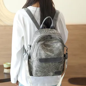 Zaino donna in tela vintage stile coreano tempo libero viaggio borsa casual elegante