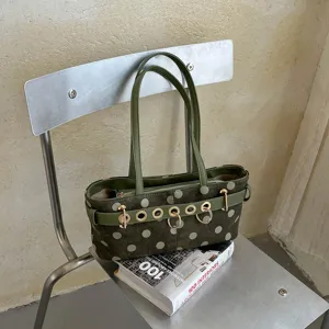Borsa sottobraccio a pois verdi borsa a tracolla di tendenza moda autunnale borsa da lavoro.