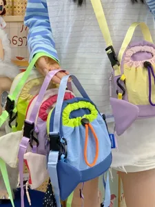 Korean casual style colorful nylon crossbody phone bag stylish trendy shoulder bag