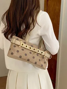 Chic borsa a spalla da donna a pois elegante borsa a mano per commuting stile autunnale trendy