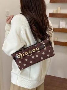 Borsa a spalla a pois marrone da donna borsa a tracolla di tendenza borsa elegante