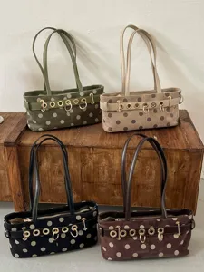 Borsa a spalla da donna vintage a pois elegante borsa a mano in pelle PU da lavoro