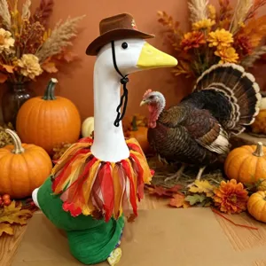 Porch goose Thanksgiving cowboy hat outfit set with 23 inch large goose holiday costume