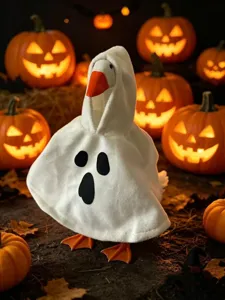 Halloween ghost goose plush toy wearing white hooded cloak costume tabletop decoration cute gift
