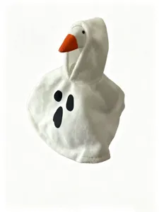 7 inch desktop little goose Halloween white cloak cape print costume set for holiday decor