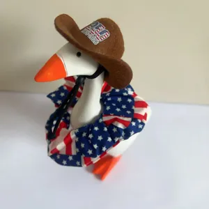 USA Independence Day Goose Costume Decoration Flag Pattern Cowboy Hat Scarf Bow Tie Pet Accessories For Celebration
