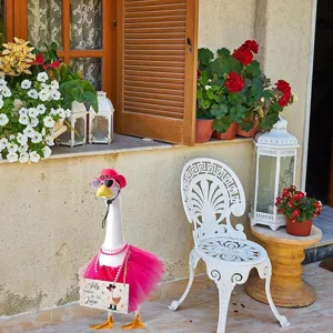 23 inch porch goose cowboy hat tutu skirt pink necklace heart glasses outfit set
