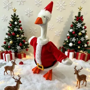 Christmas Desktop Goose Outfit Festive Polyester Santa Clothes Miniature Holiday Ornament For Home Party Decoration