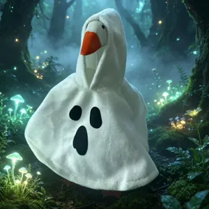 7 Inch Desktop Little Goose Halloween White Cloak Costume Set Cute Holiday Plush Toy